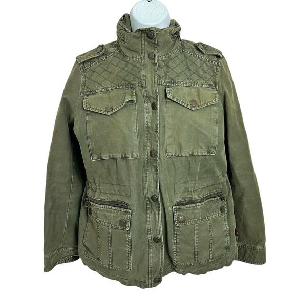 Levi's Women's Jacket Size Small Army Green Cotton Button Front Utility Style - Picture 6 of 6